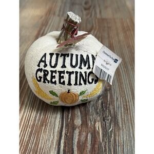 New W Imperfections Christmas Tree Shops Autumn Greetings Pumpkin 4.5"